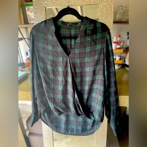 🌸 Classic Green Plaid V-Neck Blouse | The Limited | Size M